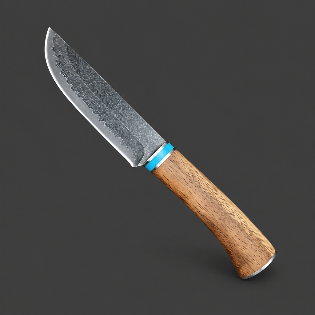 VG10 Damascus Fixed Blade, Sapele Wood