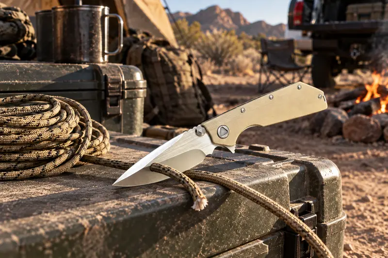 Folding Pocket Knife — Dusty Campsite Setup