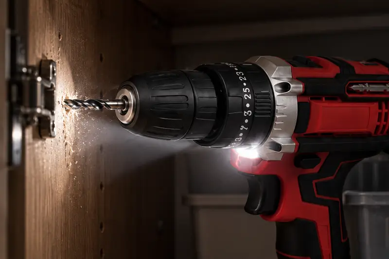 Cordless Drill — Shadowed Cabinet Work