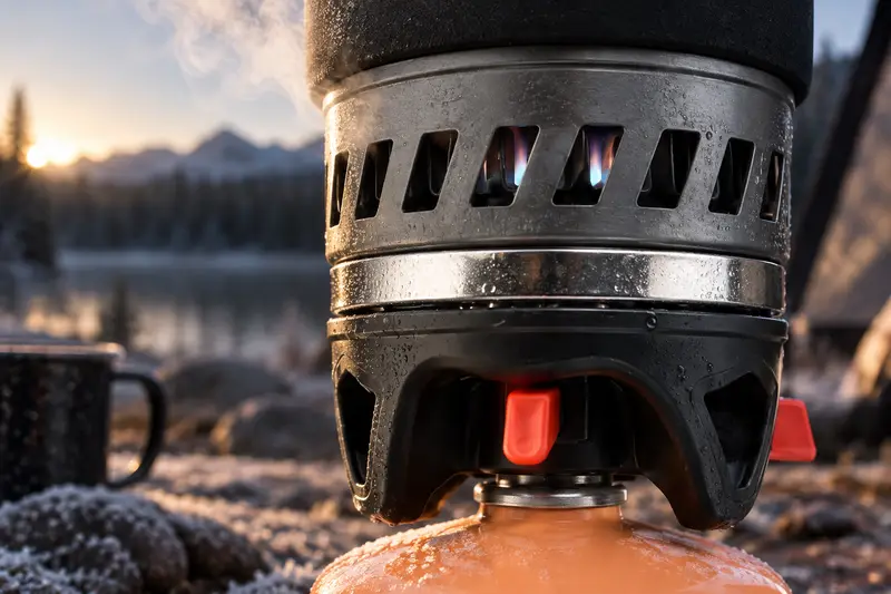 Gas Camping Stove — Breakfast In The Cold