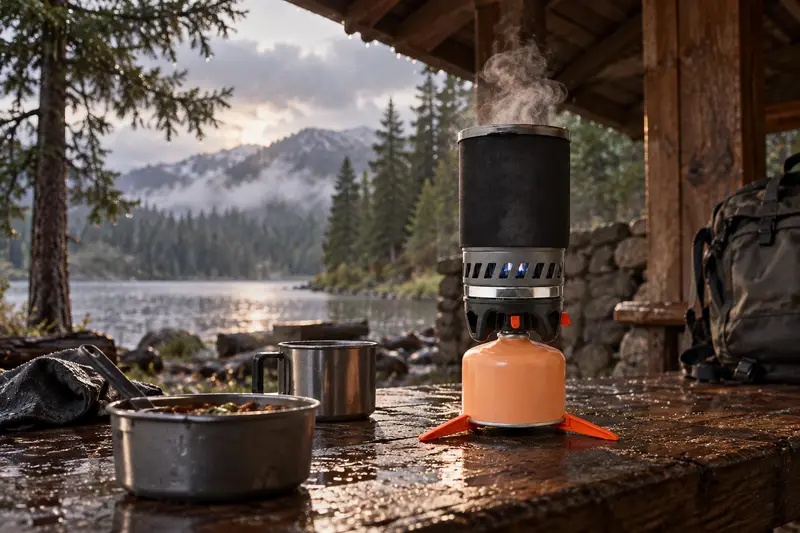 Gas Camping Stove — Lunch After Rain