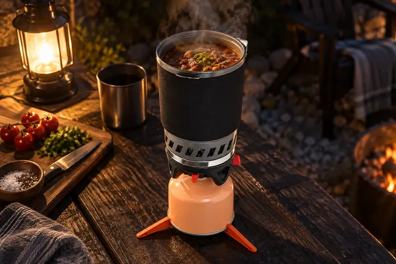 Gas Camping Stove — Dinner After Sunset