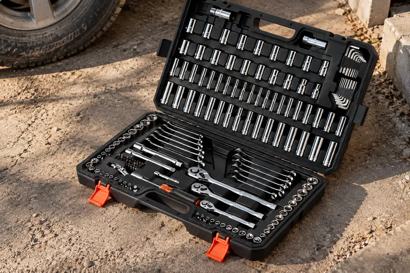 SAE and Metric Socket Set — Dusty driveway setup
