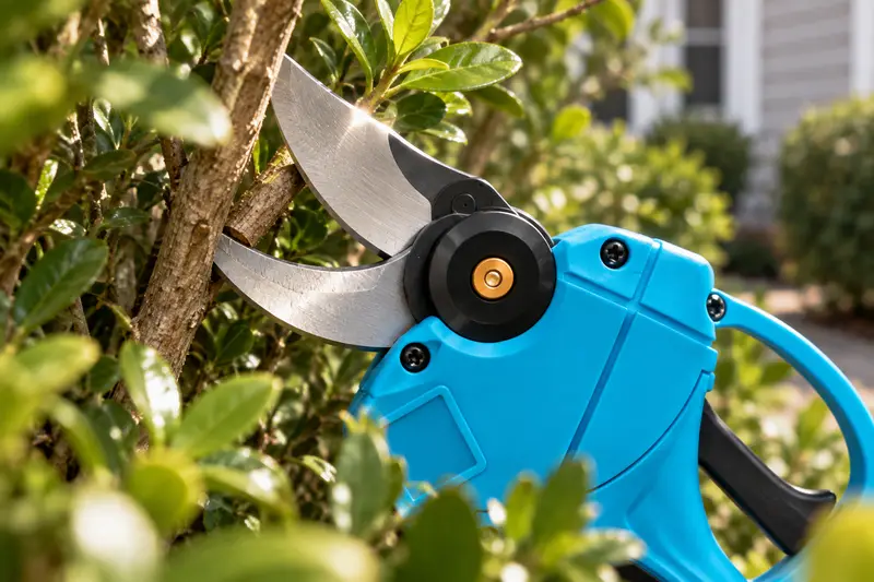 Cordless Electric Pruner — Crowded Shrub Borders