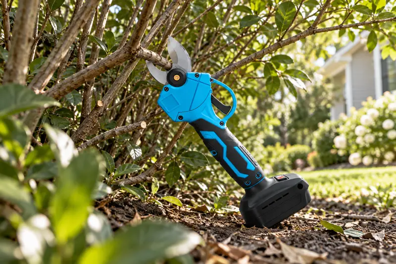 Cordless Electric Pruner — Branches Within Dense Growth