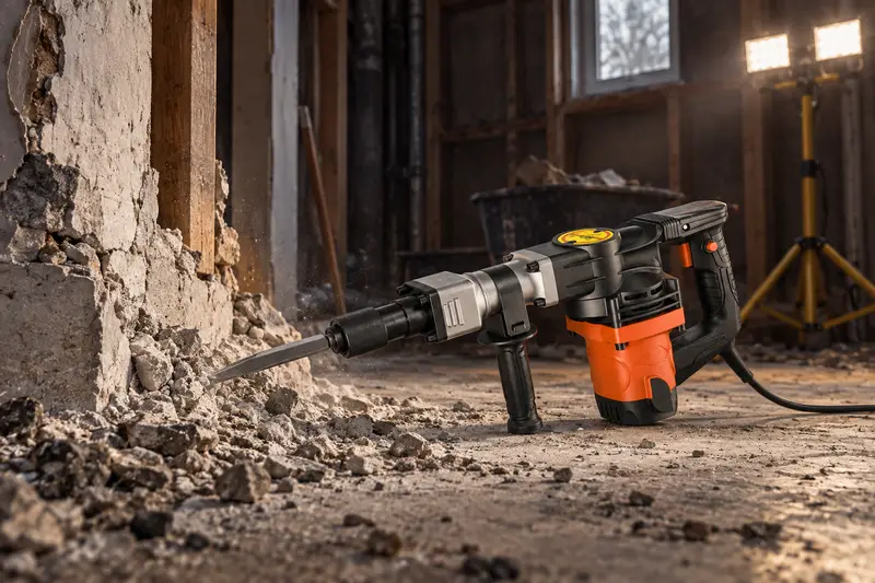 Demolition Hammer — Dim Interior Tear-Out