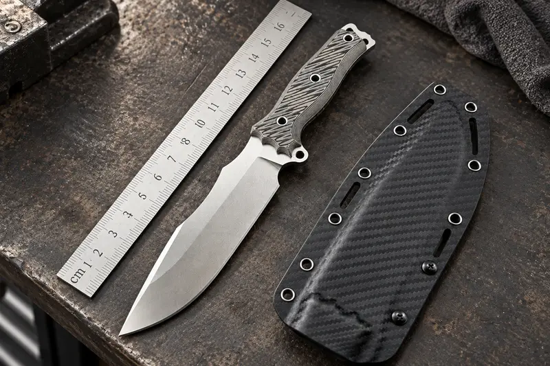 Carbon Fiber Full-Tang Hunter, G10 Handle details