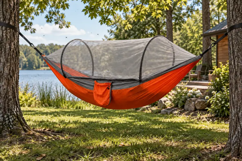 Hammock with Mosquito Net — Daytime Outdoor Pause