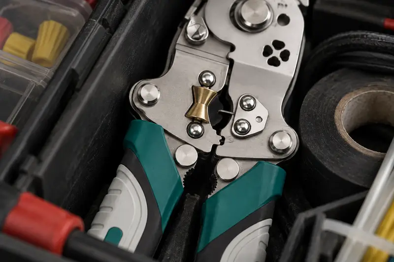 Folding Wire Stripping Pliers — Cramped tool storage