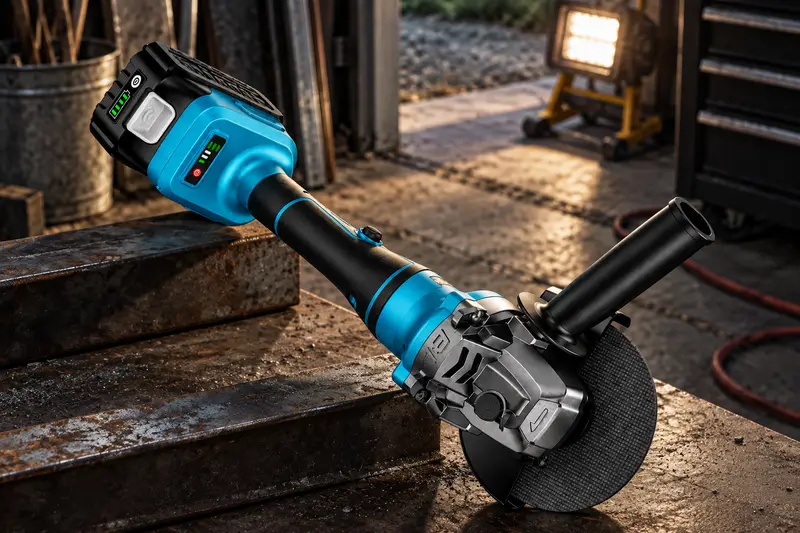 Brushless Angle Grinder 115mm — Shaded Work Area