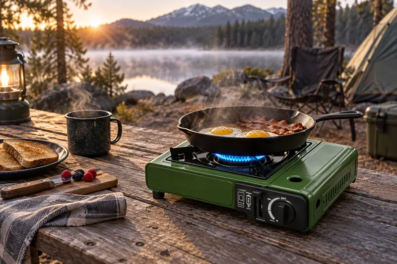 Portable Butane Stove — Cool Morning Breakfast