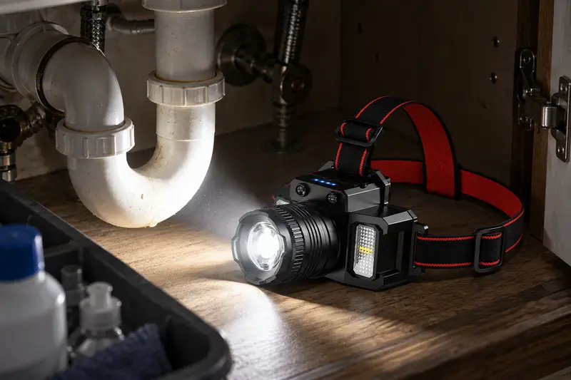 Rechargeable Headlamp — Under-Sink Inspection