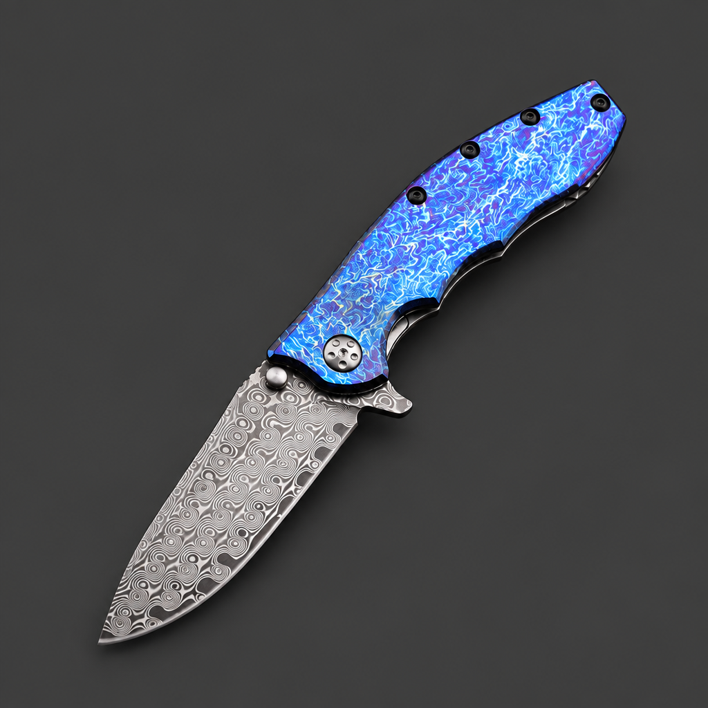 Blue Handle Folding Pocket Knife