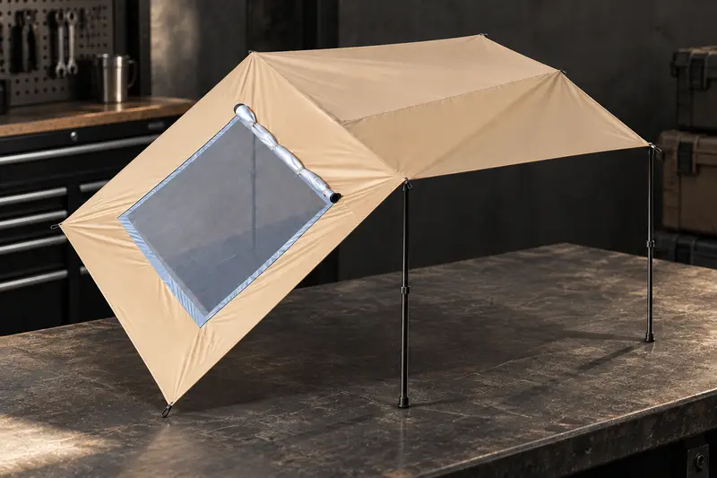 Car Awning with Mesh Panel details