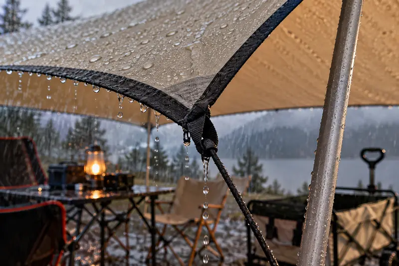 Hexagonal Camping Tarp — Rainy Basecamp