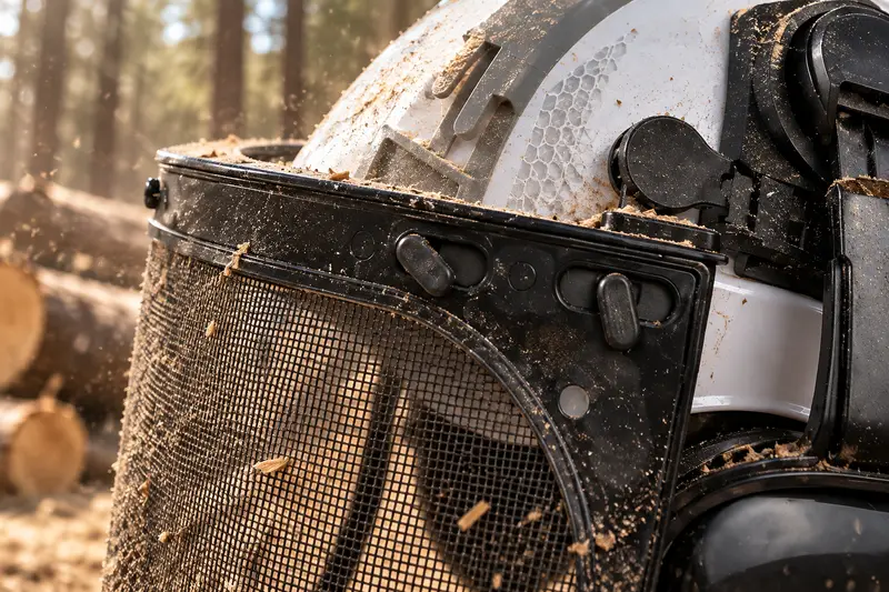 Forestry Safety Helmet — Dusty Woodland Work