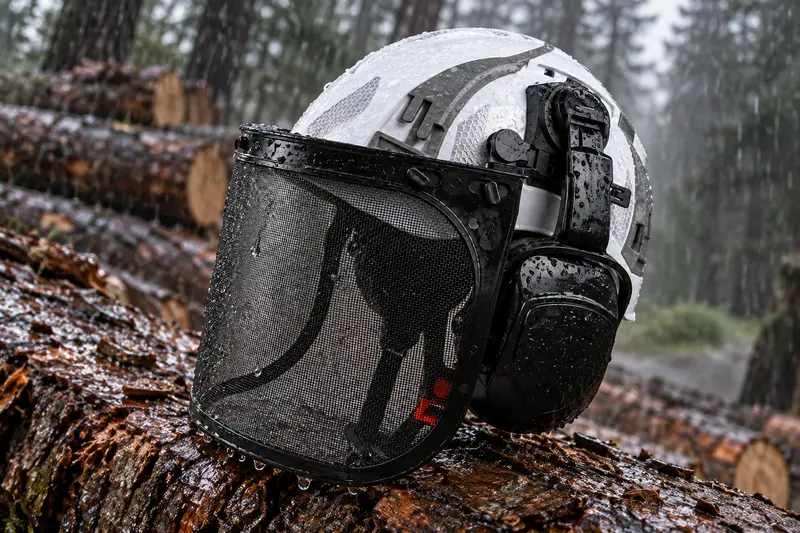 Forestry Safety Helmet — Rainy Woodland Days