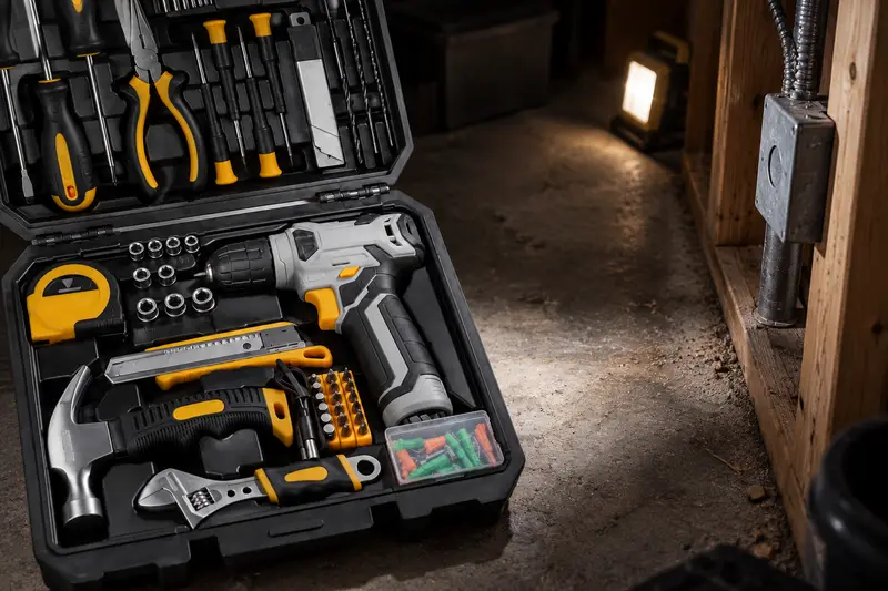 Repair Tool Set Cordless Drill — Low-Light Repair Prep