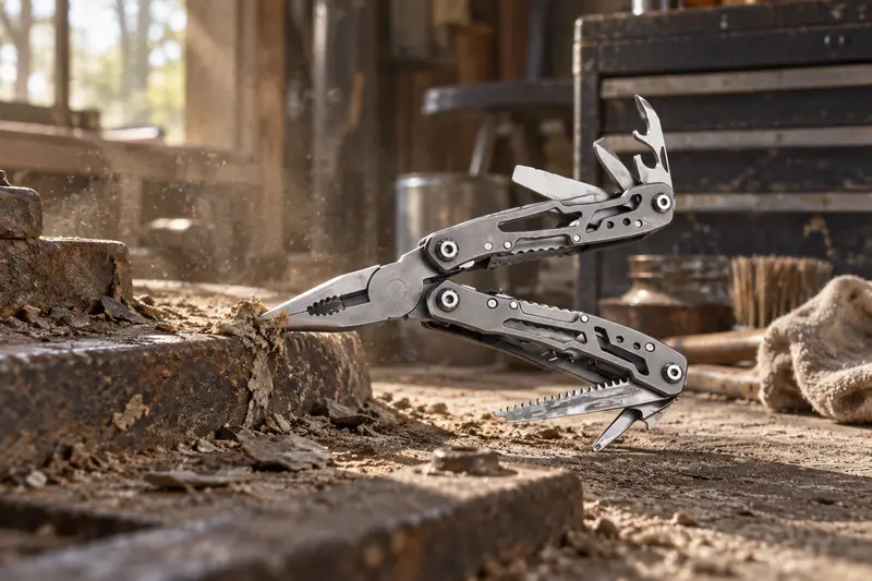 Folding Pliers Multitool — Dusty Surface Cleanup