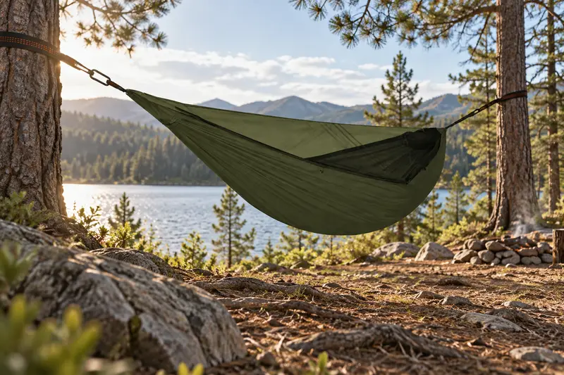 Hammock with Mosquito Net — Uneven Campsite Ground