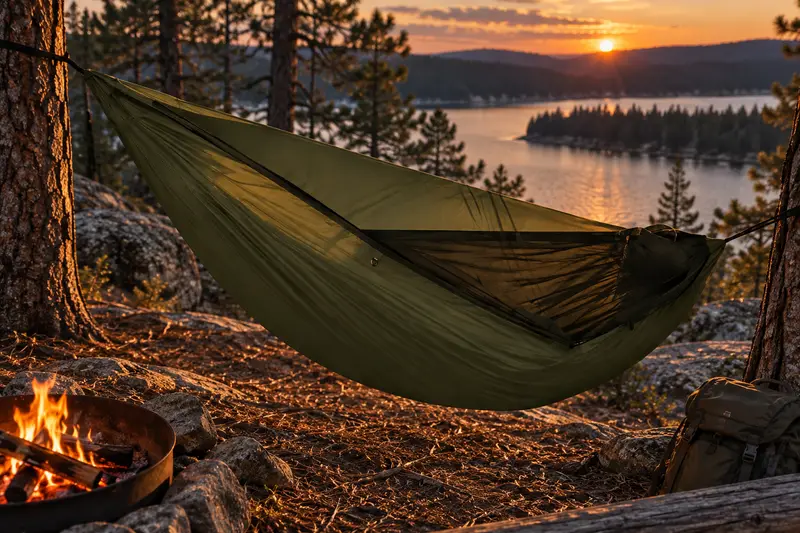 Hammock with Mosquito Net — Dusk At Camp