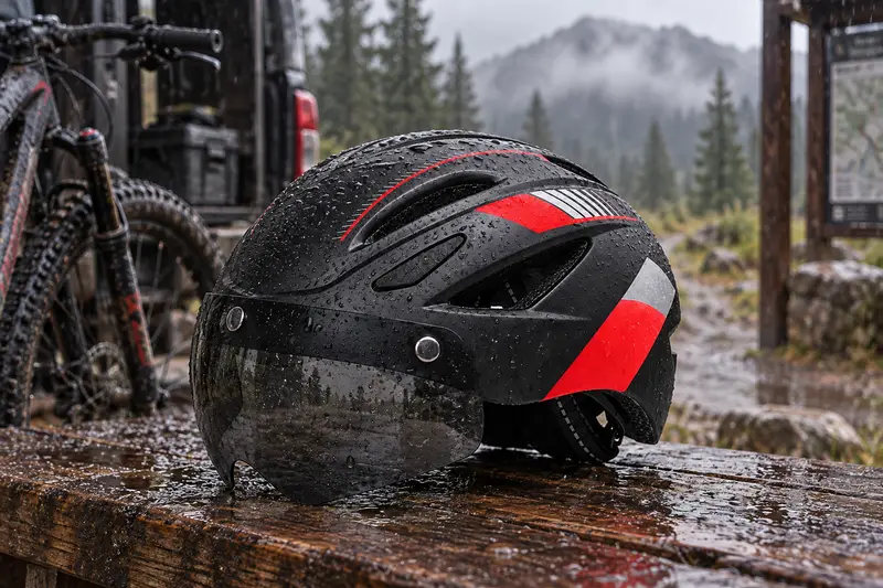 Bike Helmet with Visor — Rainy Ride Preparation