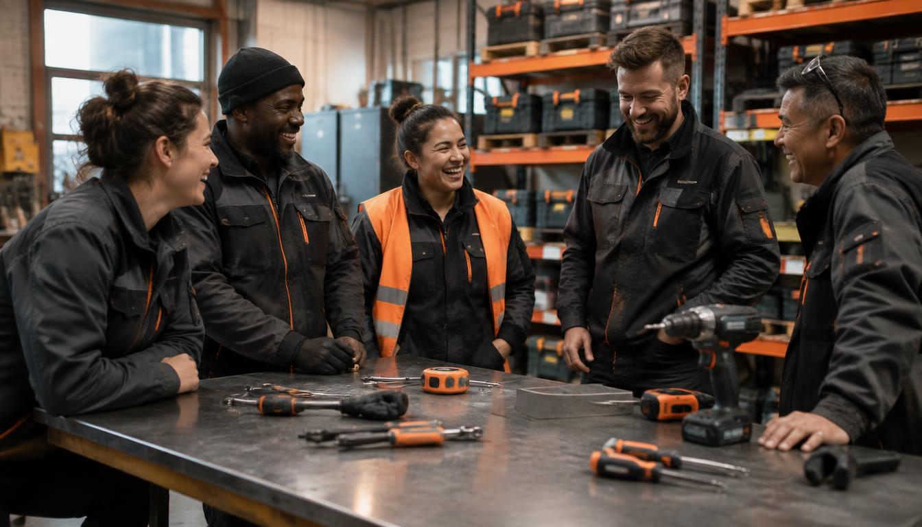 The OUTROOM team at the workbench in our Columbus workshop